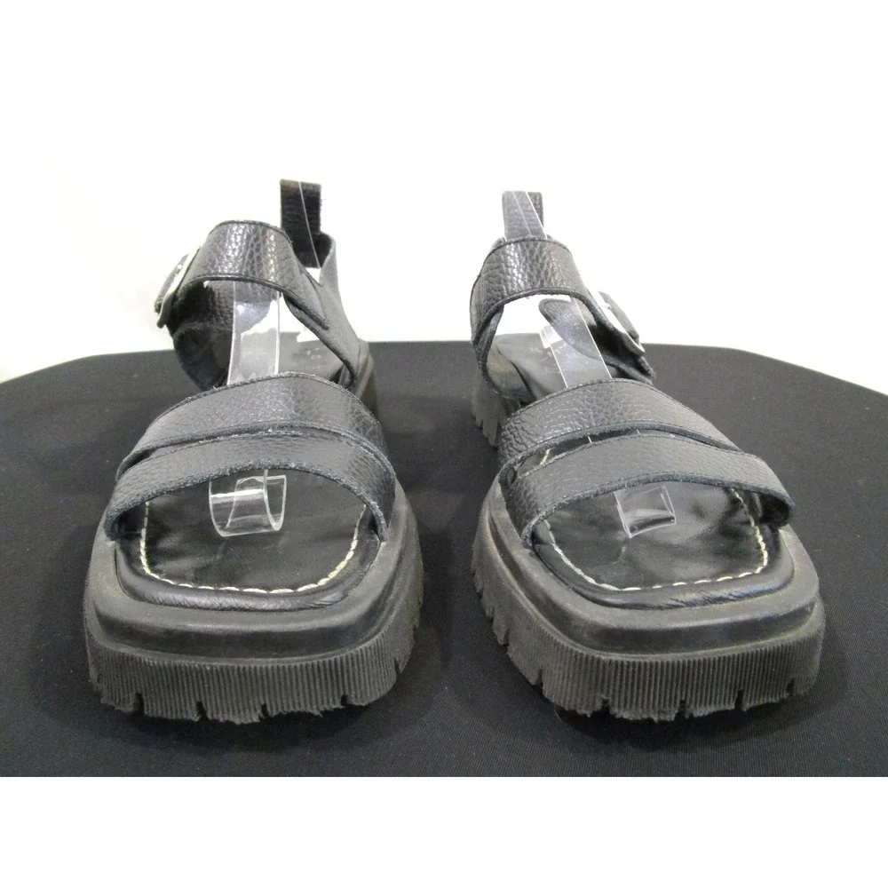 KMB Anthropologie Black Leather Chunky Platform Sandals Women 7US/37EU